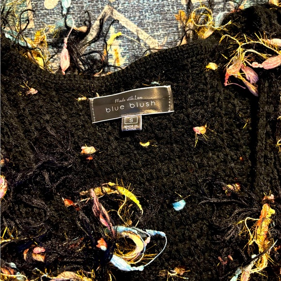 Very Cool BLUE BLUSH Colorful Shag Sweater, Size Small - Picture 4 of 7